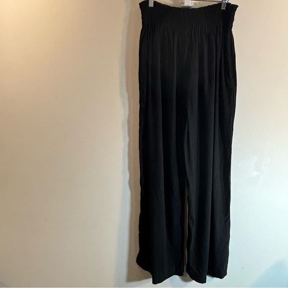 KALIYANA Sz 2 Pull On Pants Linen Blend Wide Leg Elastic Waist High Rise Trouser - Picture 7 of 8